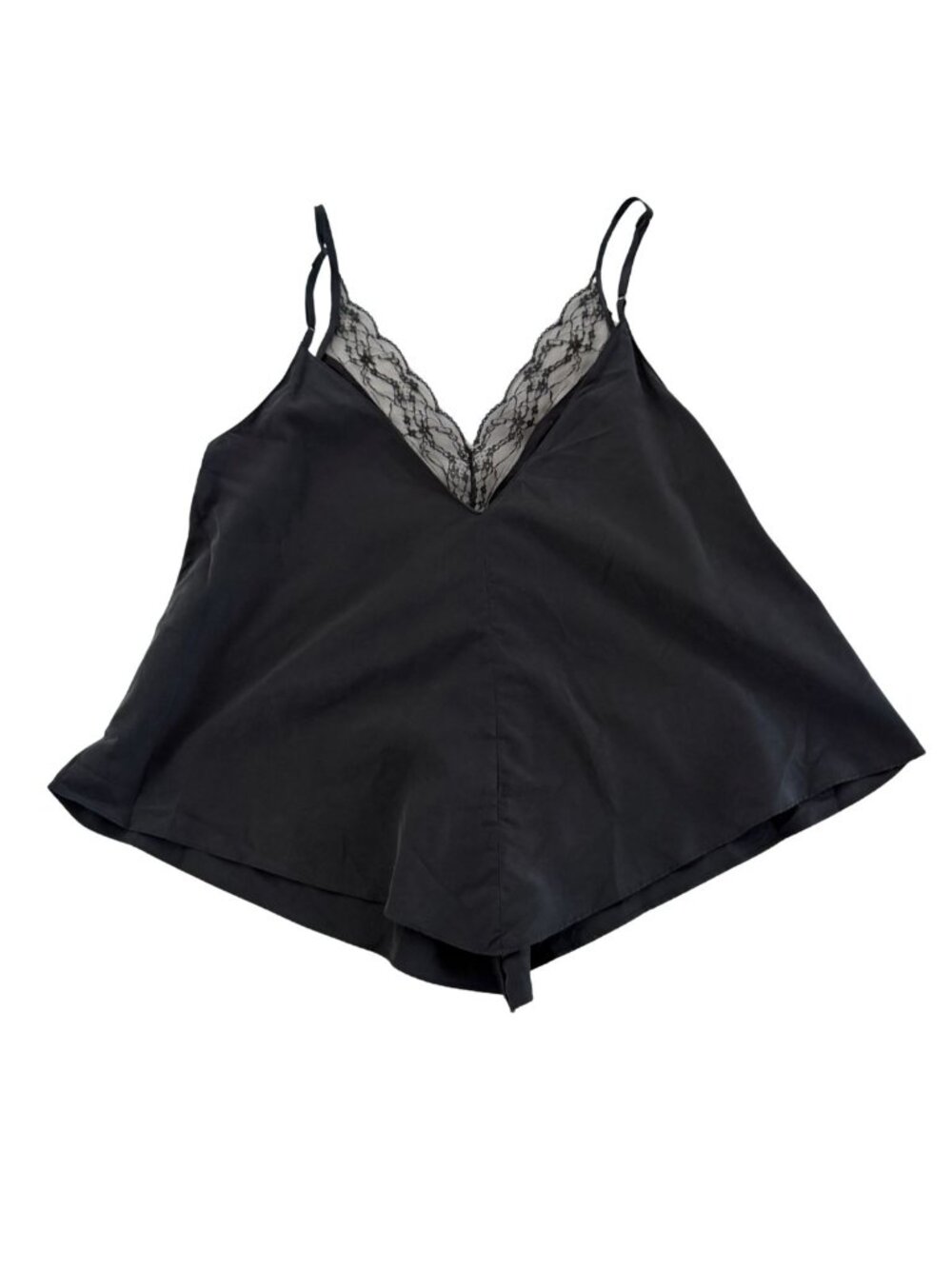 Zara Black Lace Trim A-line Camisole Top Size Small